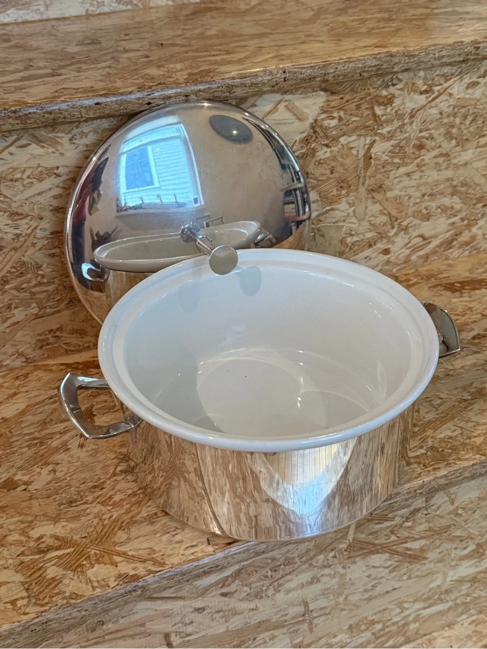 Reed & Barton Silver-plate Covered Casserole with White Ceramic Interior